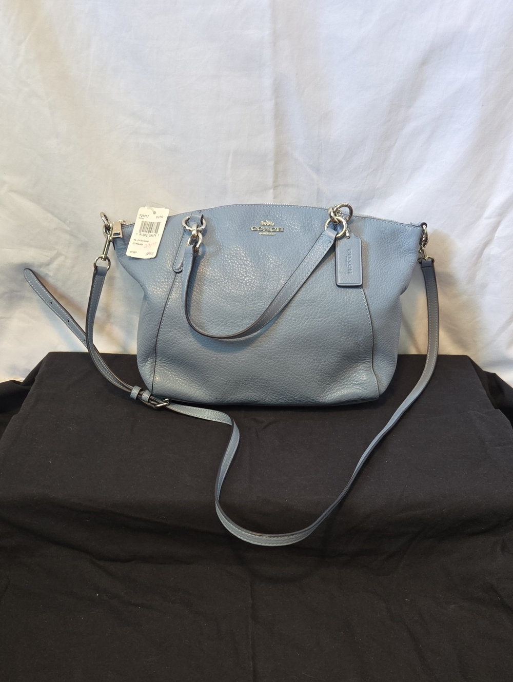Coach Pebble Leather Shoulder Bag in Dusty Blue